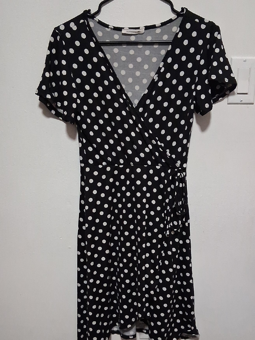 Caution To The Wind Black and White Polka Dot Midi Wrap Dress